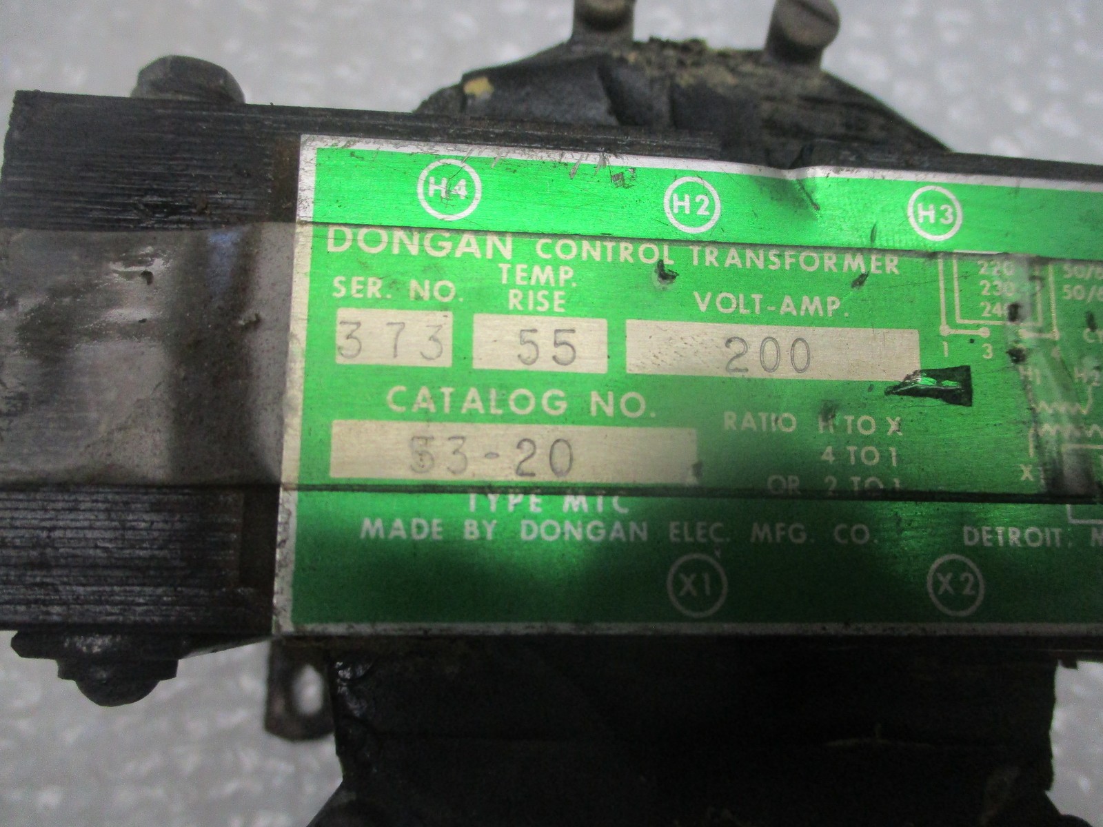 DONGAN CONTROL TRANSFORMER 53-20 TRANSFORMER (AS PICTURED) UNMP