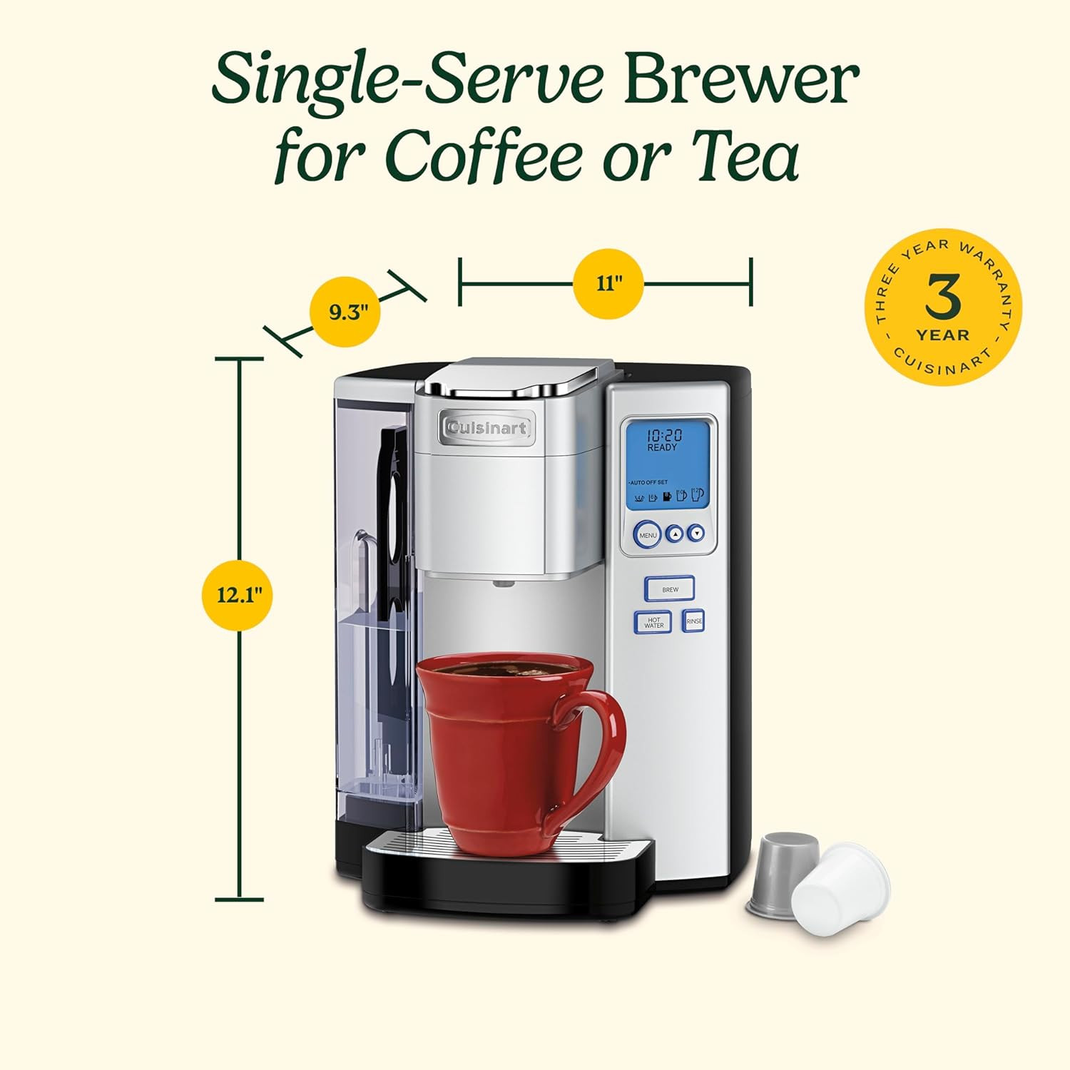 Cuisinart Premium Single Serve Coffeemaker 72oz Programmable Coffee Maker Silver