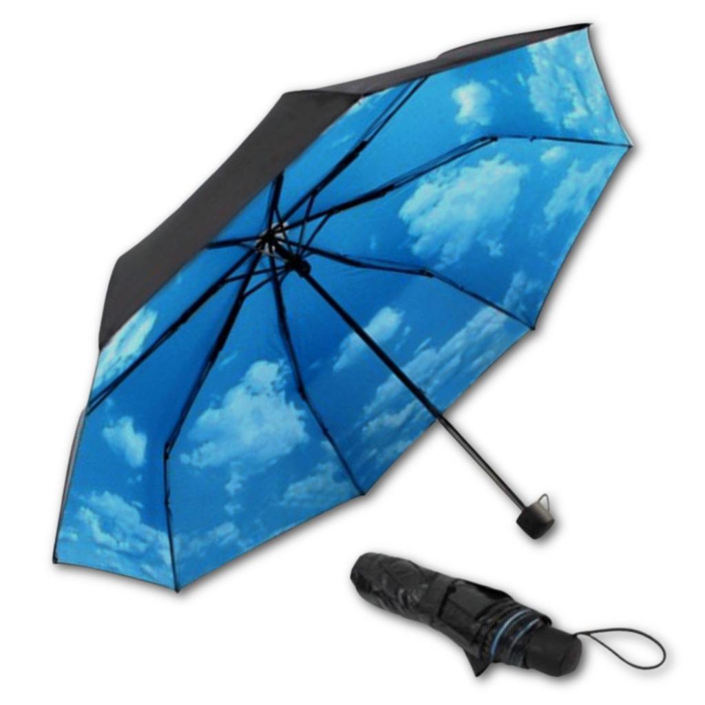 BLUE SKY UMBRELLA Fun and Colorful Compact Folding Double Layer Nylon Rain UV