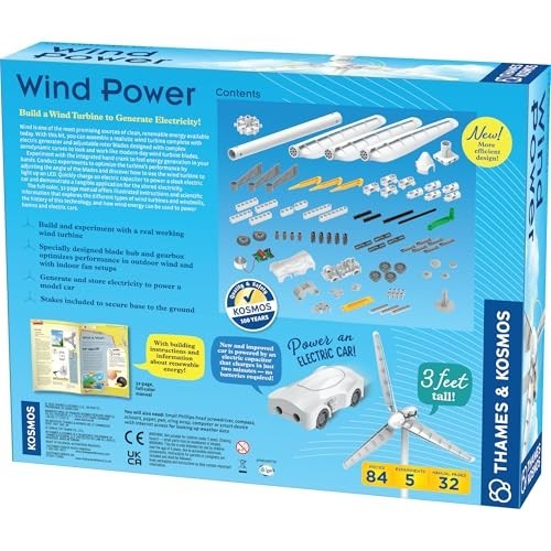 STEM Wind Power Experiment Kit - Build 3ft Wind Turbine, Explore Renewable Energ