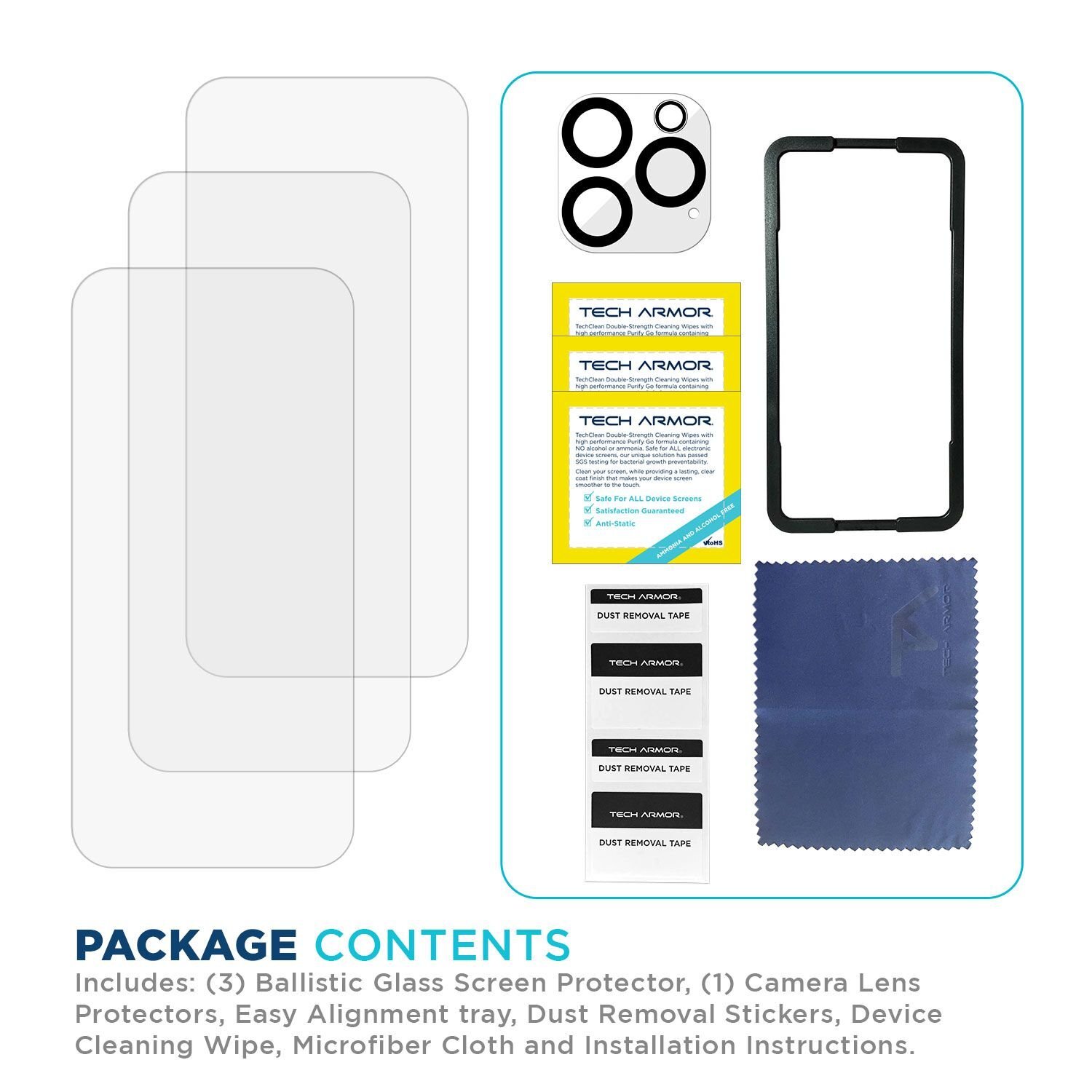 Tech Armor Ballistic Glass Screen Protector for iPhone 16 Pro - 3 Pack