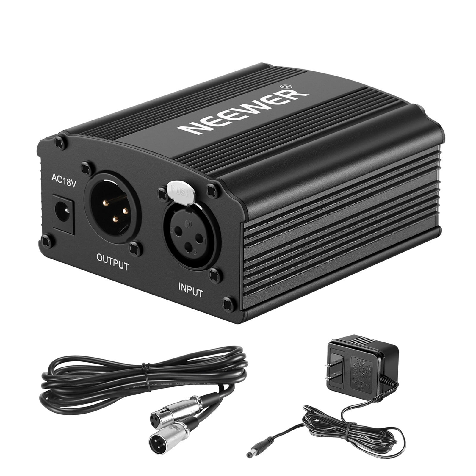 Neewer 1-Channel 48V Phantom Power Supply with Adapter and XLR Audio Cable