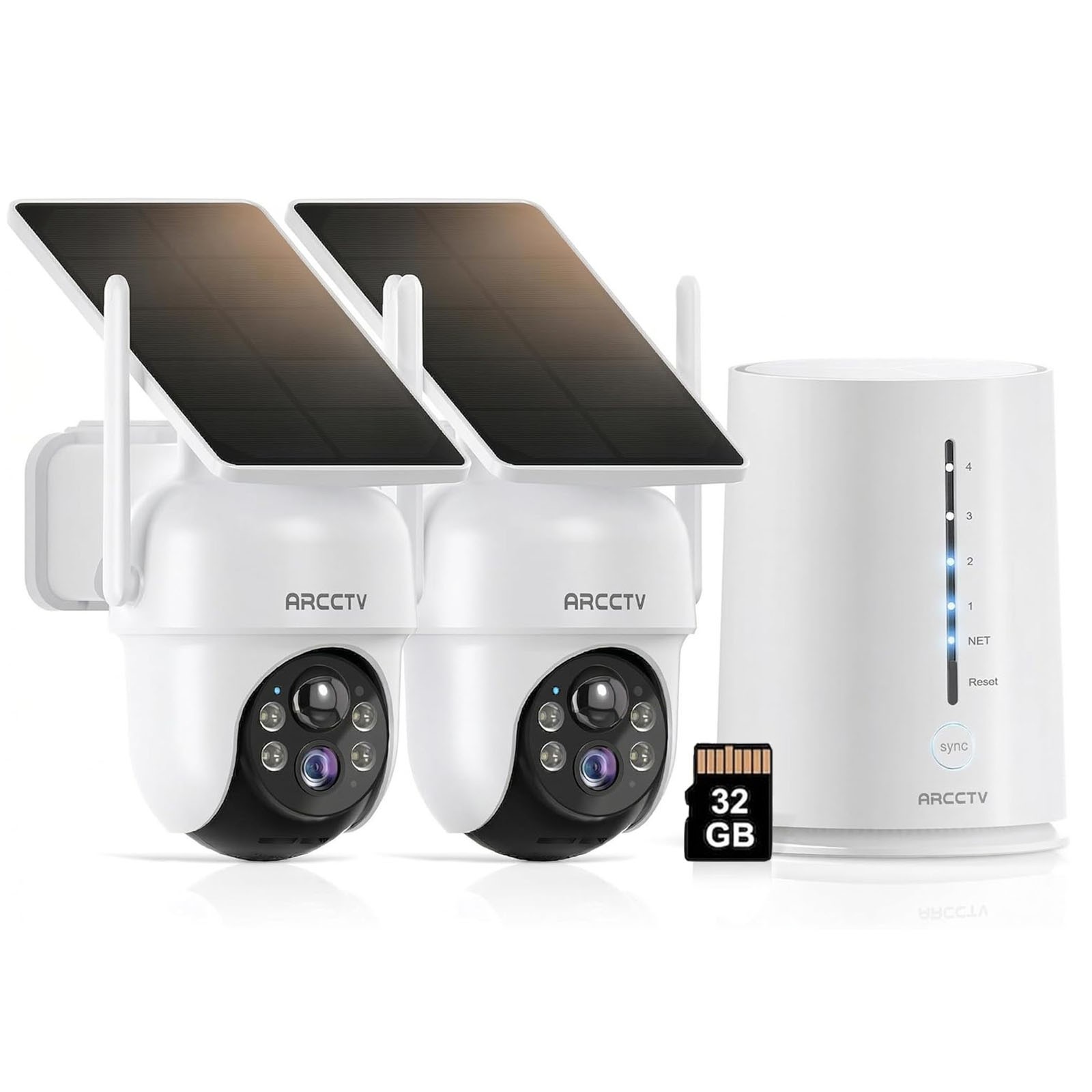 ARCCTV 4MP Solar Battery Security Camera System Wireless WIFI Pan/Tilt NVR Kits