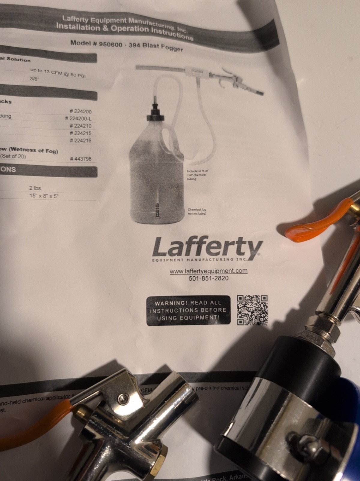 Lafferty LAVO Fogger Mister Pneumatic Model 950600 394 Blast Fogger