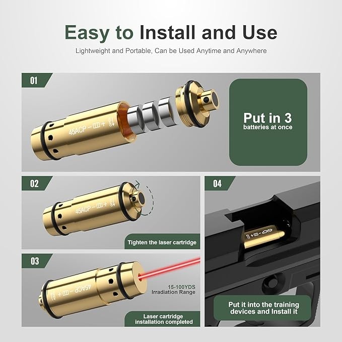 45ACP Laser Training Cartridge Dry Fire Training System