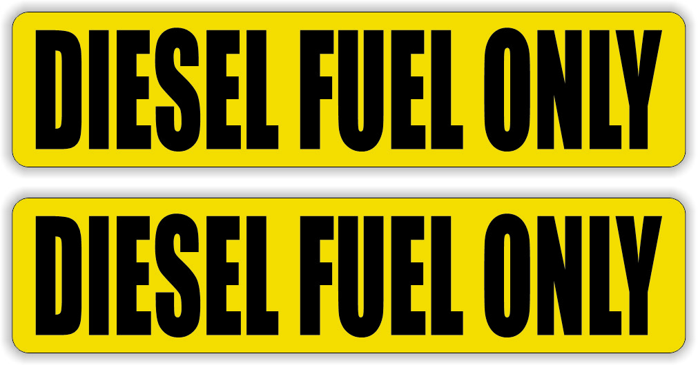 (2) DIESEL FUEL ONLY Vinyl Stickers | Decals Labels | DEF Truck Gas Tank Cap Ylw