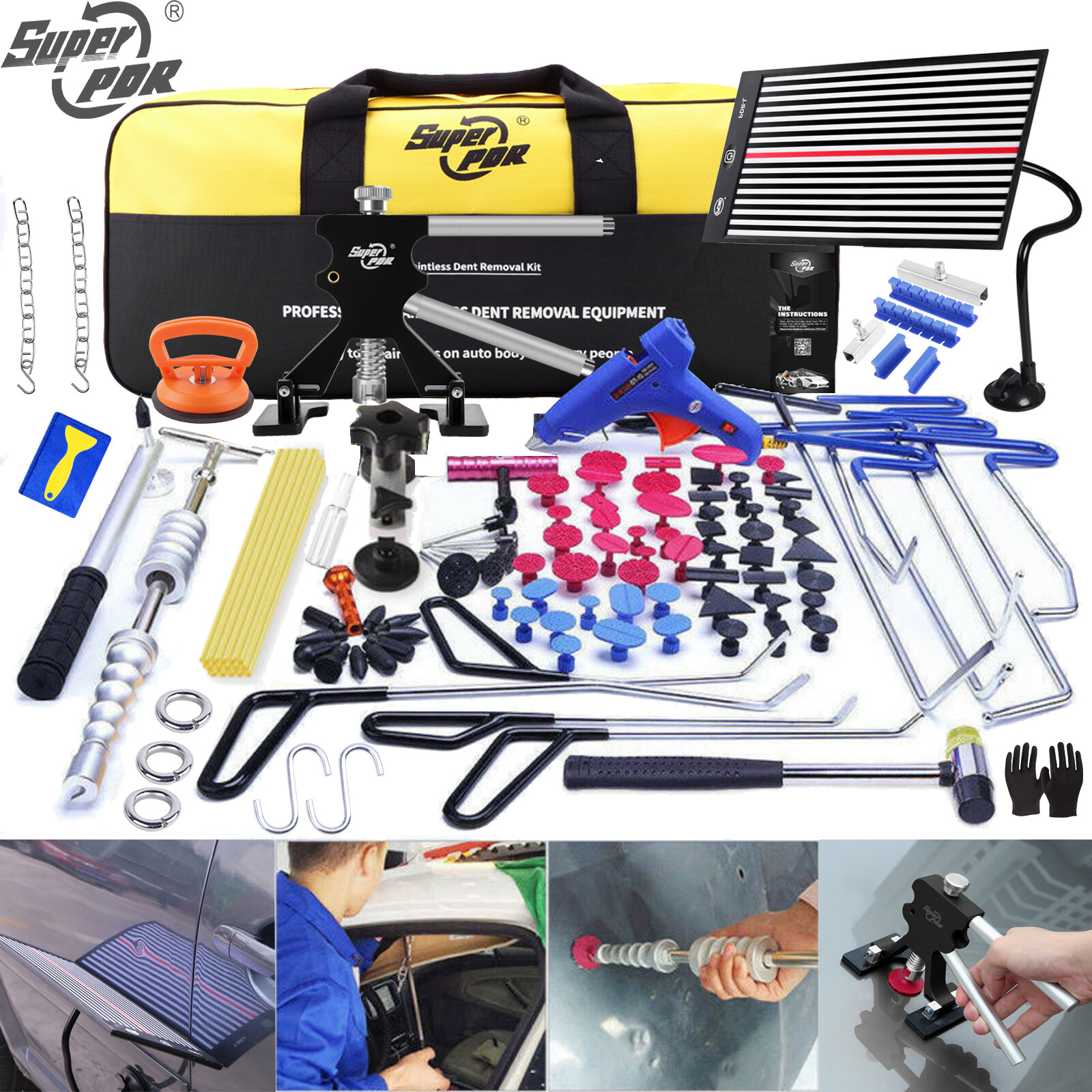 PDR 118Pcs Paintless Dent Removal Rods Stainless Steel Tool Kit Dent Repair kit
