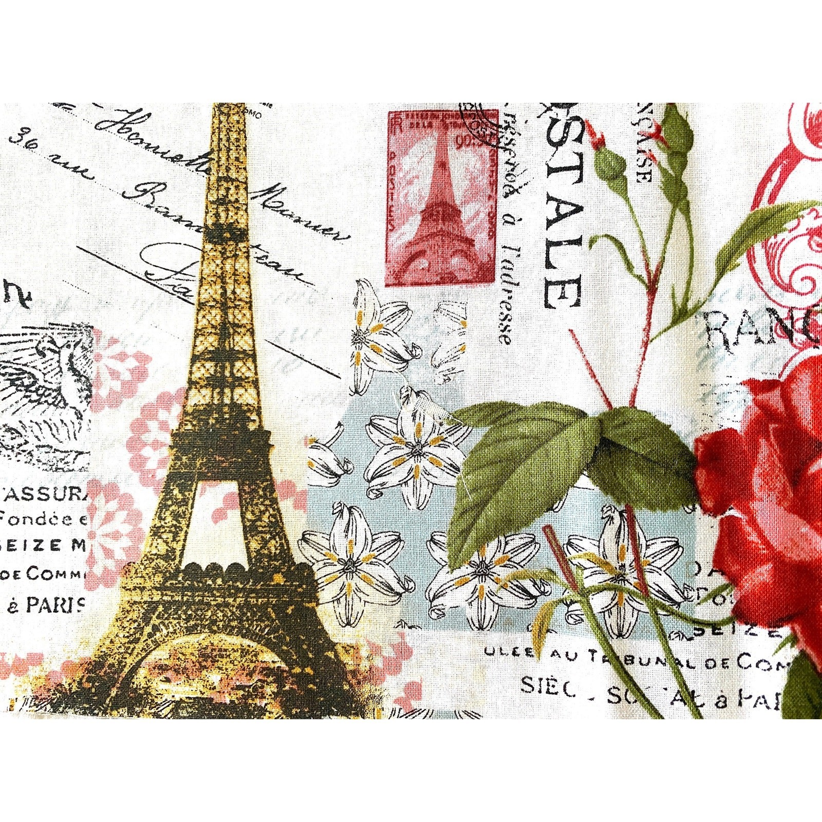 Pre-cut Paris Theme Fabric Swatch 80 Pieces Pink, Brown, Greenery, Eiffel Tower