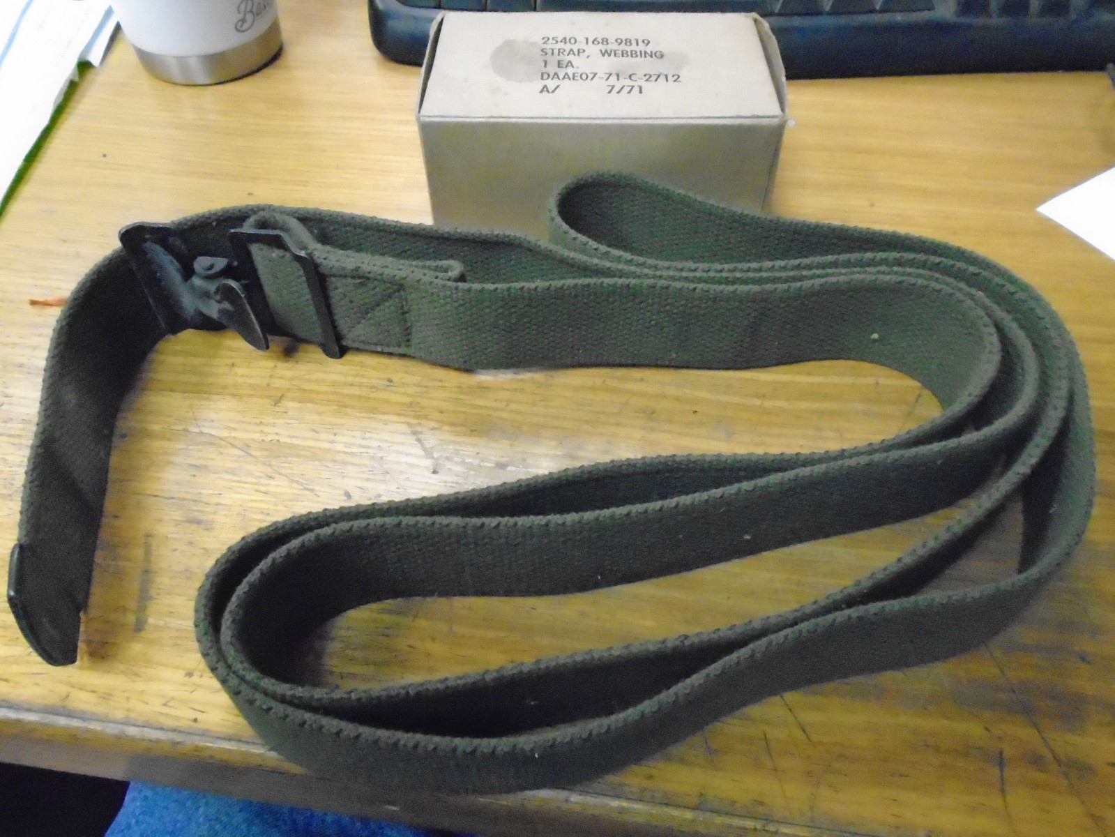 NOS! US Military Strap Webbing Assembly w/ Metal Buckle 1 1/2" wide x 87" Long