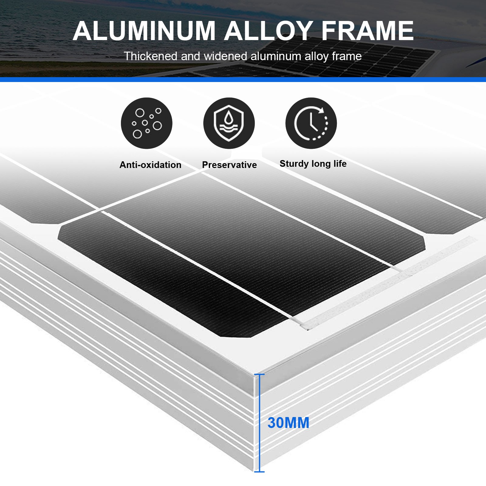 200W 12V Solar Panel High Efficiency Moncrystalline PV Module For RV Boat Home