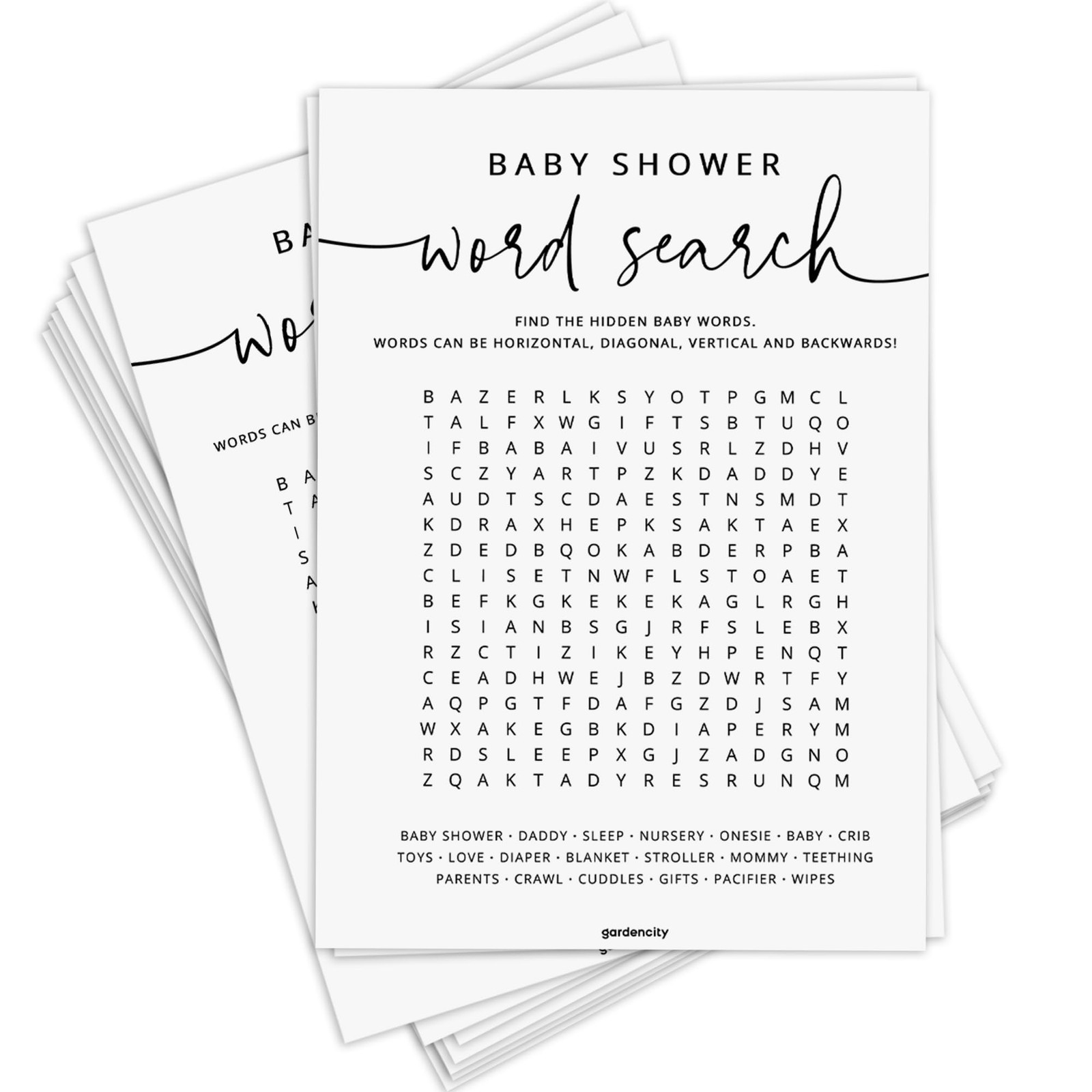 50 Baby Shower Word Search Game Cards, Fun Baby Shower Games for Boy or Girl,...