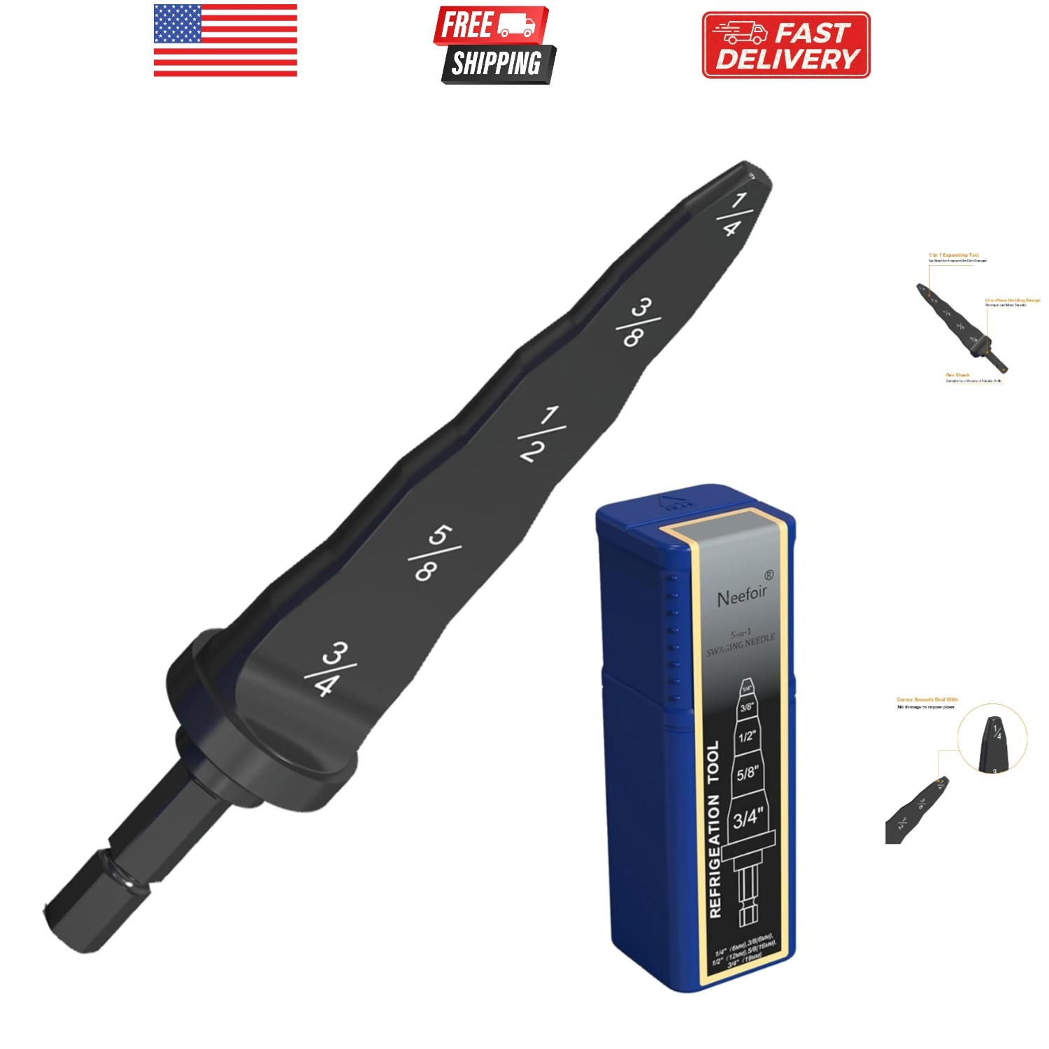 HVAC Repair Tool, Swage Tube Expander 5 in 1 Air Conditioner Copper Pipe Expa...