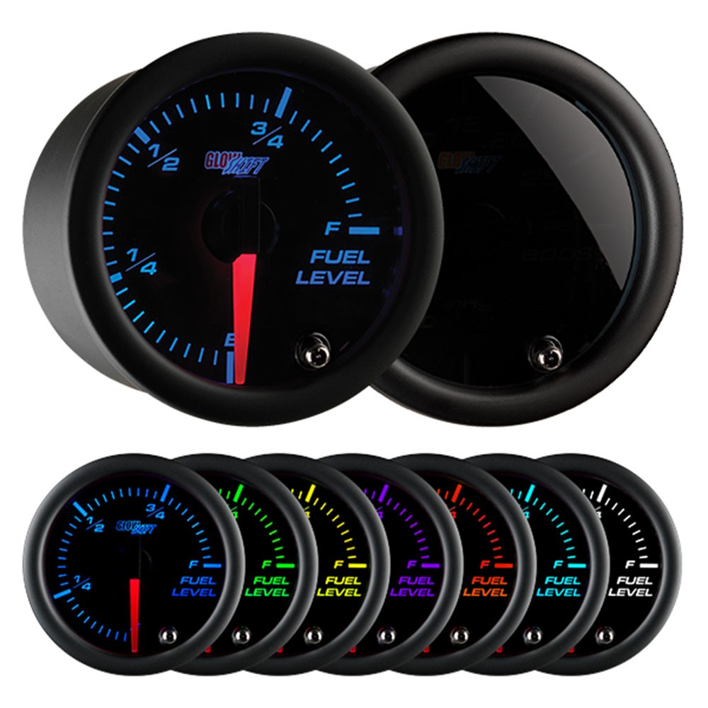 GlowShift Fuel Level Gauge Kit for Gas & Diesel Fuel w/ 10 OHM Levels, Tinted 7