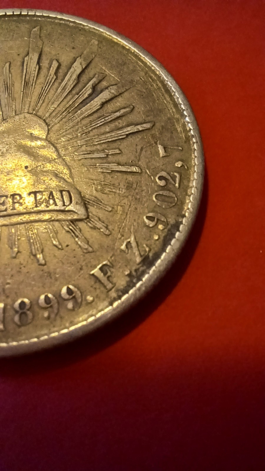 1899-Zs Un Peso Minted In Zacatecas, Mexico- Silver Libertad Cap & Rays 26.91 g