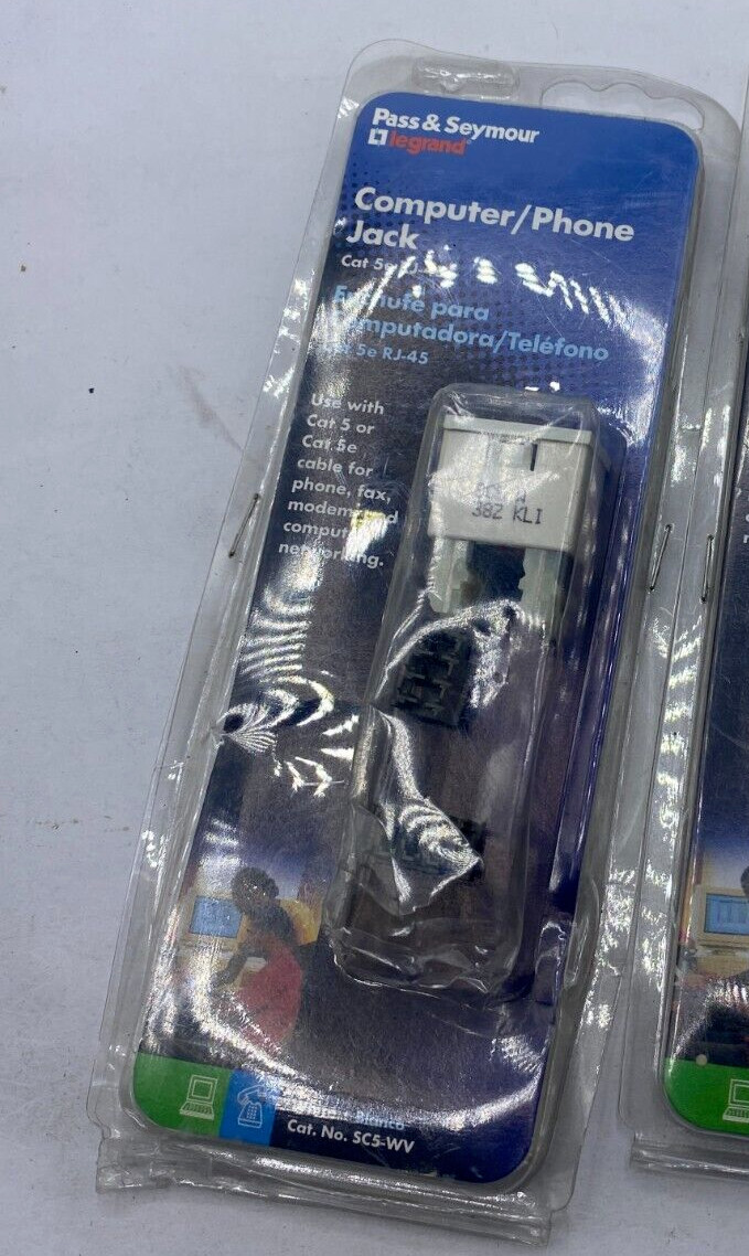 Pass & Seymour SC5-WV Computer / Phone Jack Cat 5e RJ-45 White Blanco🔔