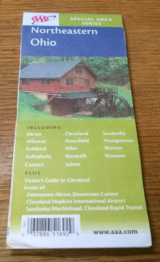 2002-2003 AAA Northeastern Ohio Transportation Travel Road Map- AAA
