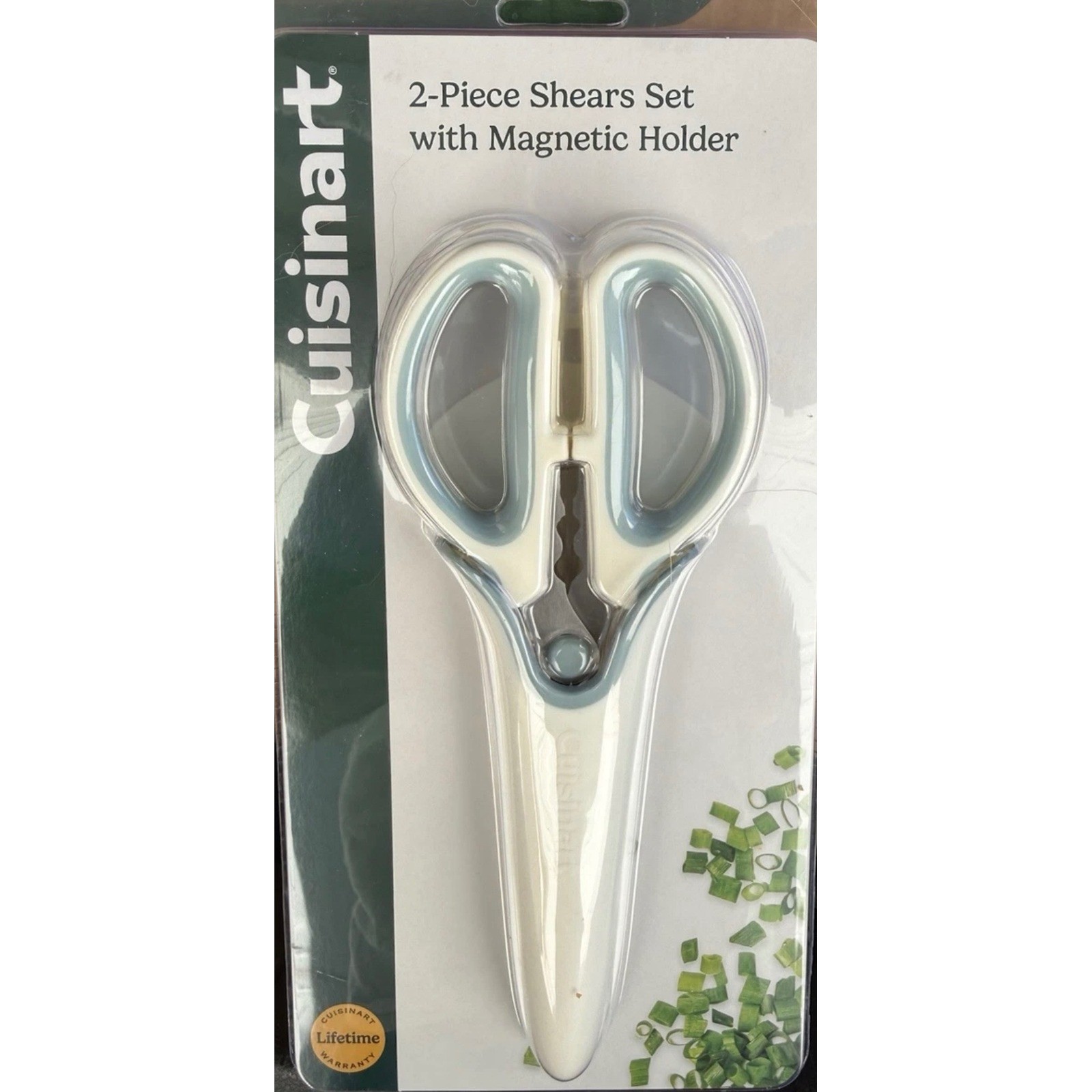 Cuisinart 2-Piece Shears Set with Magnetic Holder White Blue A2052-3SHRMH NEW