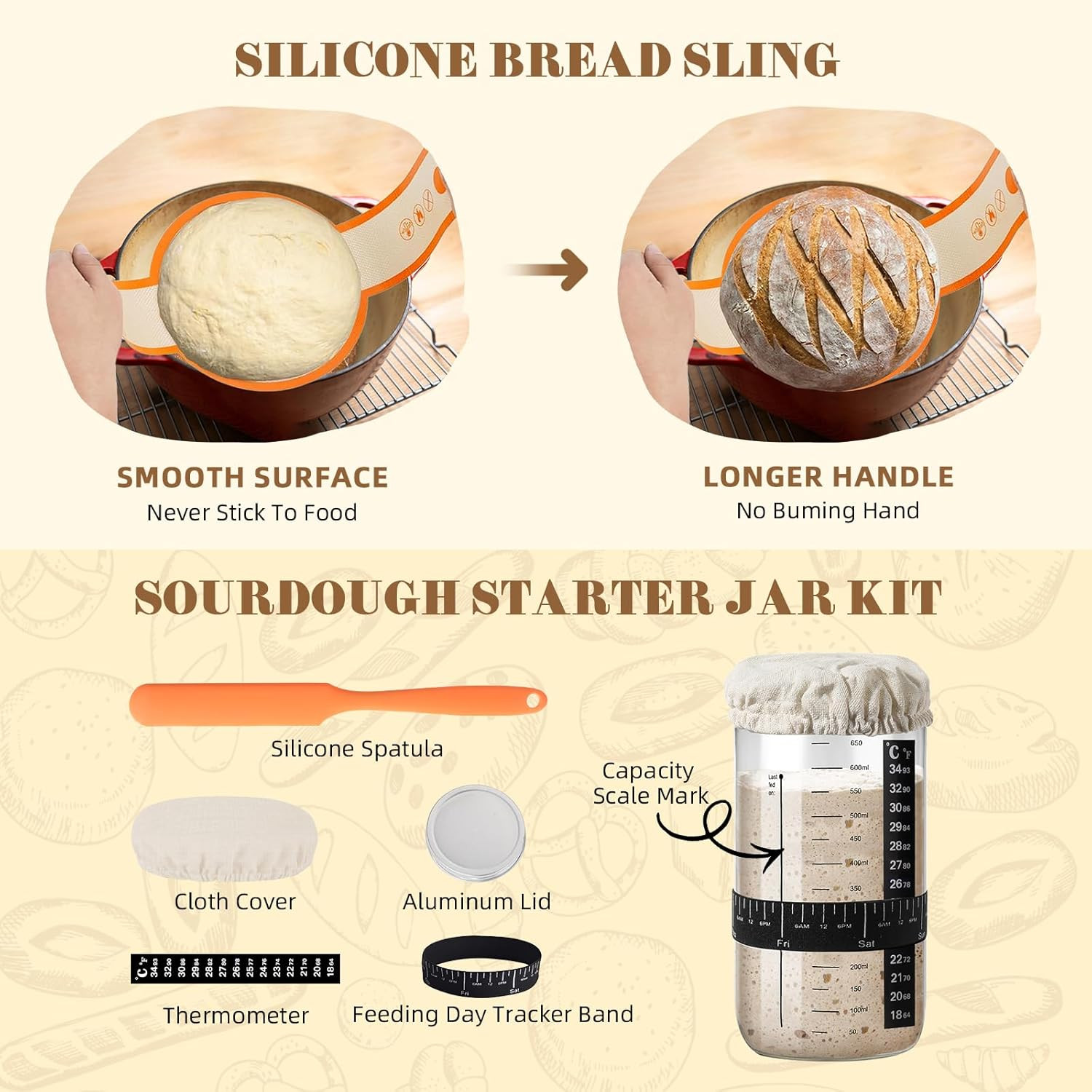 Sourdough Starter Kit, Bread Making Kit with Sourdough Starter Jar for Beginn...