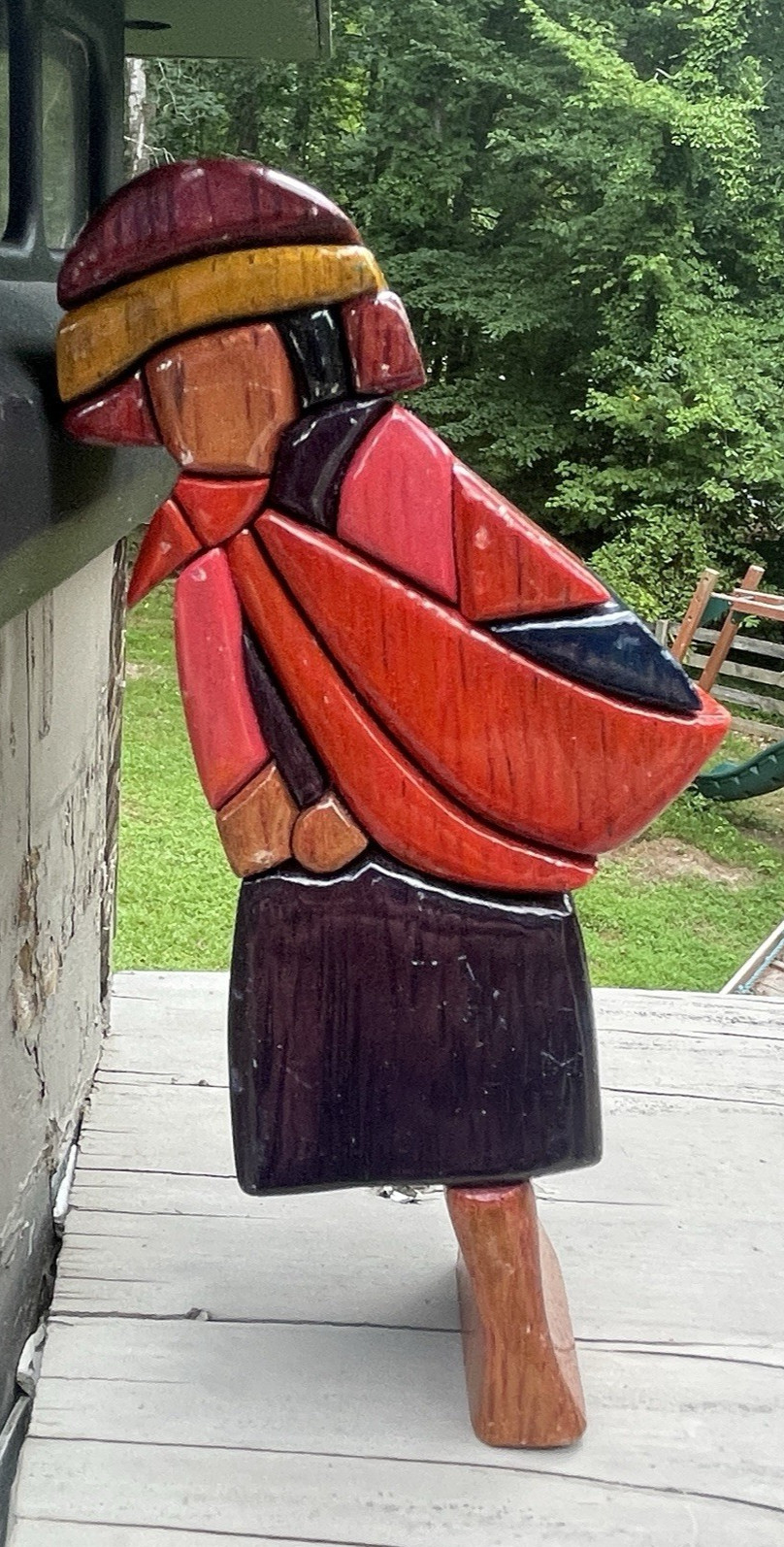 Woodflair Peruvian Figurine Hand Painted Vintage Wooden Traveler Hand Made Peru