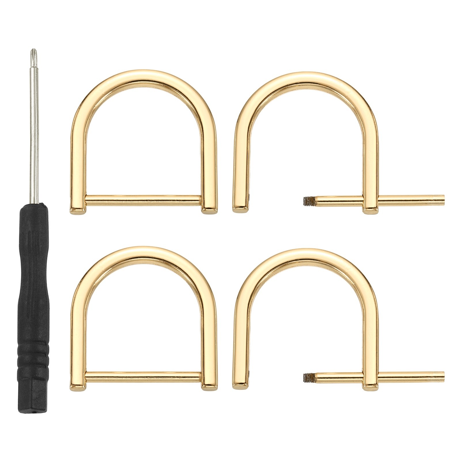 4Pcs 1 Inch D-Rings Screw in Shackle Horseshoe U Shape D Rings, Light Gold