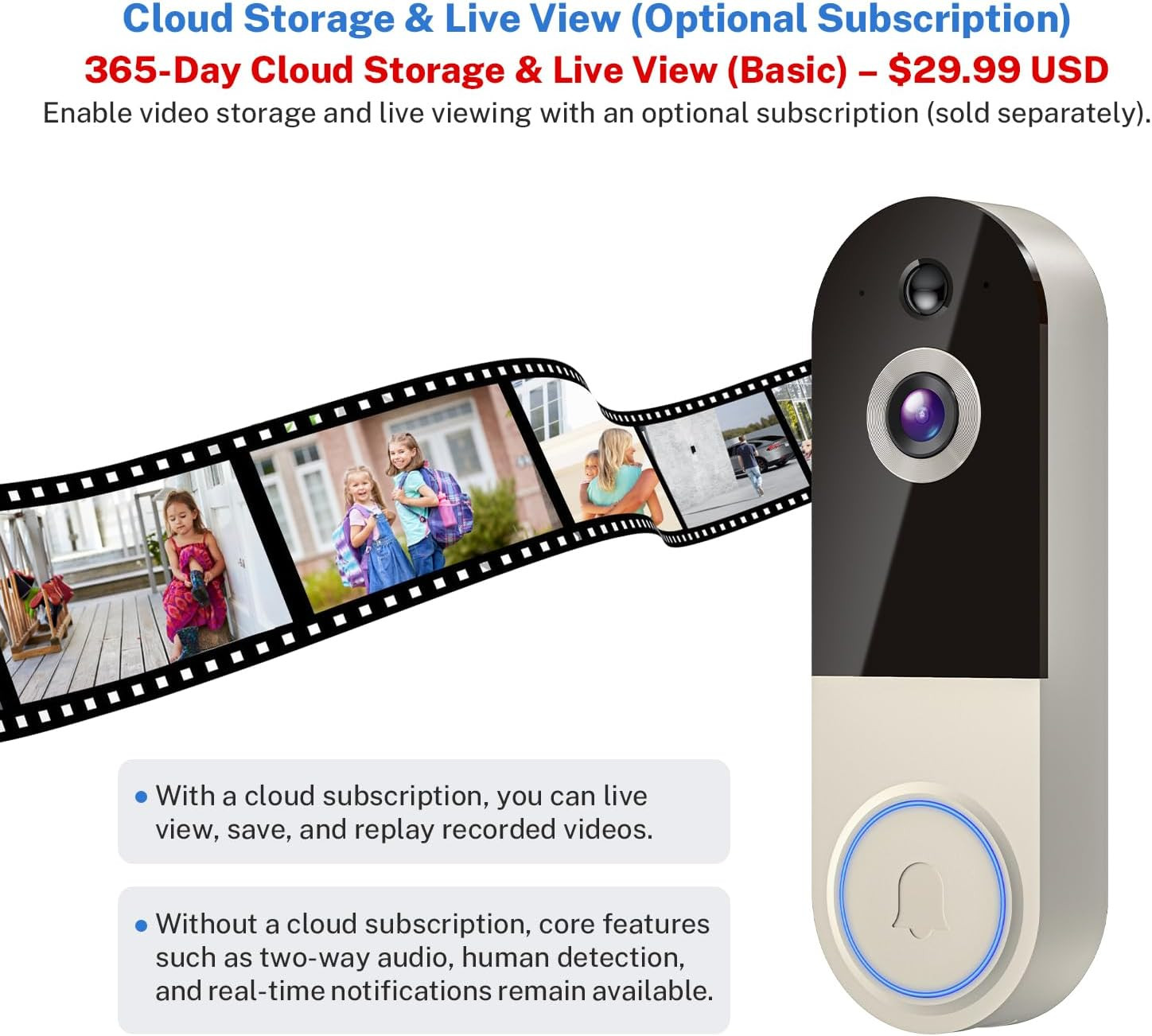 Wireless WiFi Video Doorbell Smart Phone Door Ring Intercom Security Camera Bell