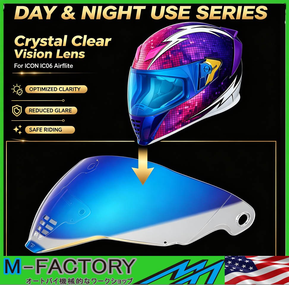 For ICON IC06 Airflite Replacement Helmet Visor Tinted UV Anti-Scratch Day Night