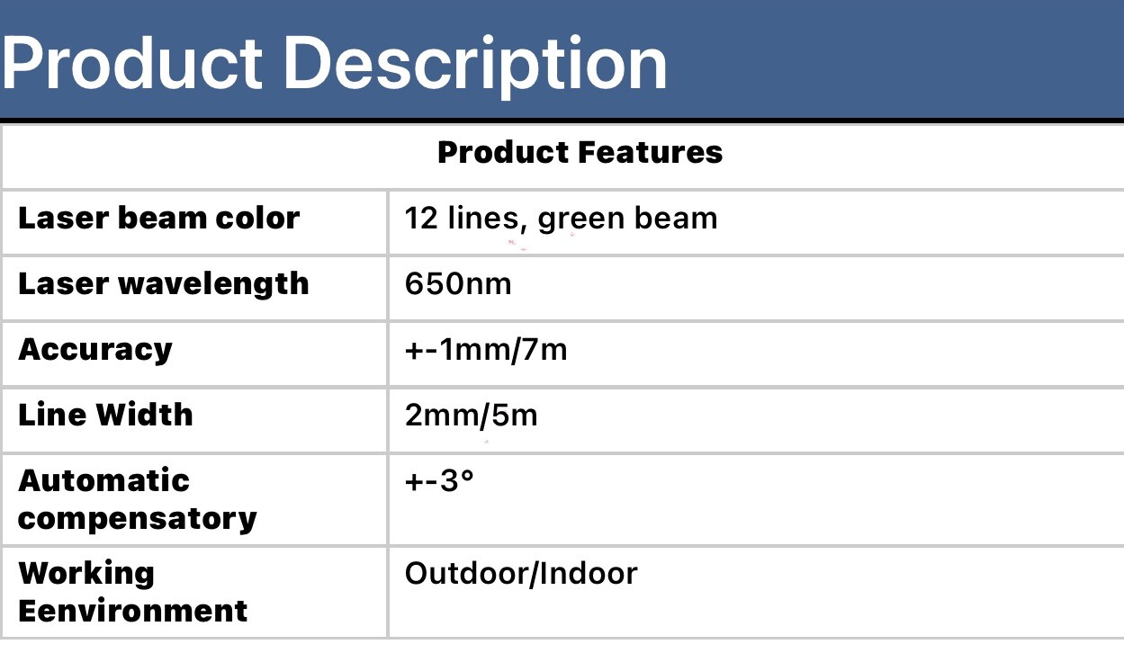 Green Laser Level 3 Lines 12v