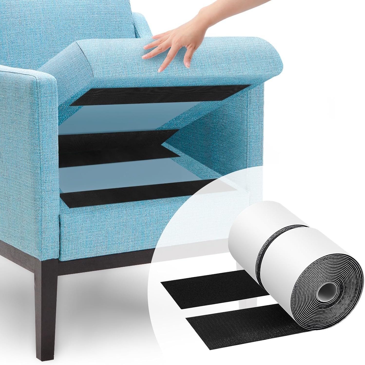 Easy-to-Use Black Adhesive Hook and Loop Tape - 4.4'' x 16.5' for DIY Projects