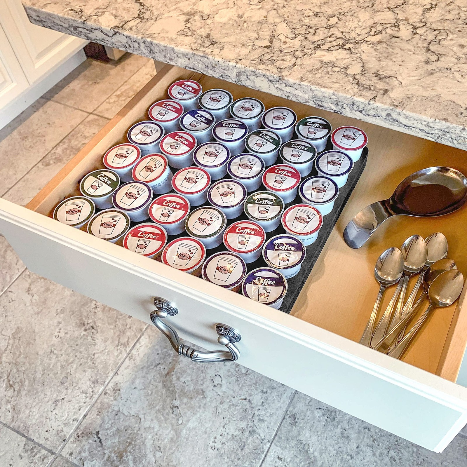 Coffee Pod Storage Organizer Slim Tray Drawer Insert for Kitchen Home Office ...