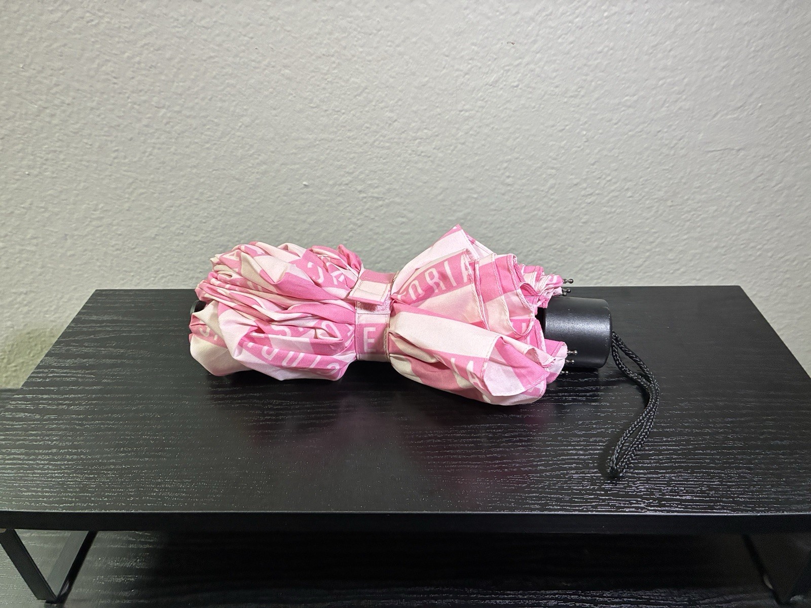 Victoria's Secret Compact Umbrella Pink Stripes Logo Portable Travel Folding