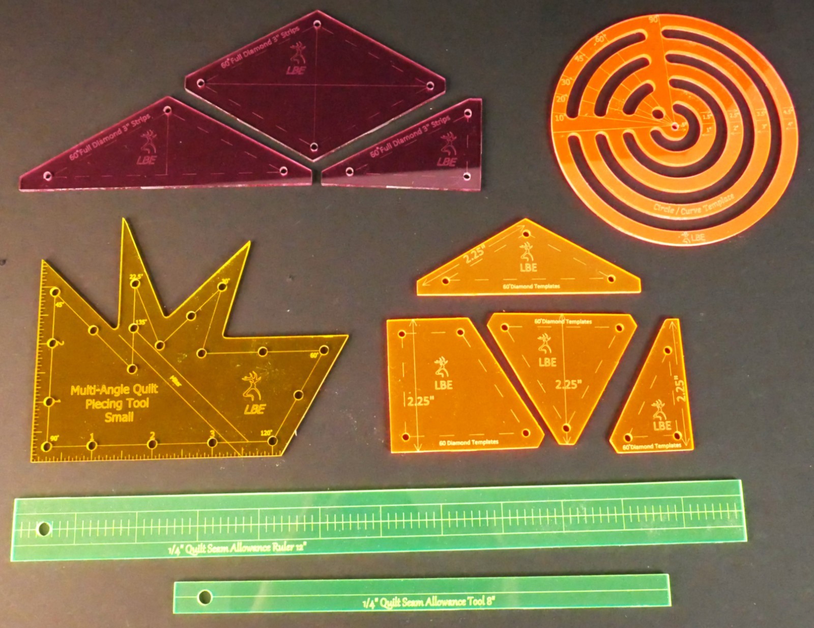 Various Quilting Templates Circle, 1/4" Seam Allowance, Diamond, Piecing Tool
