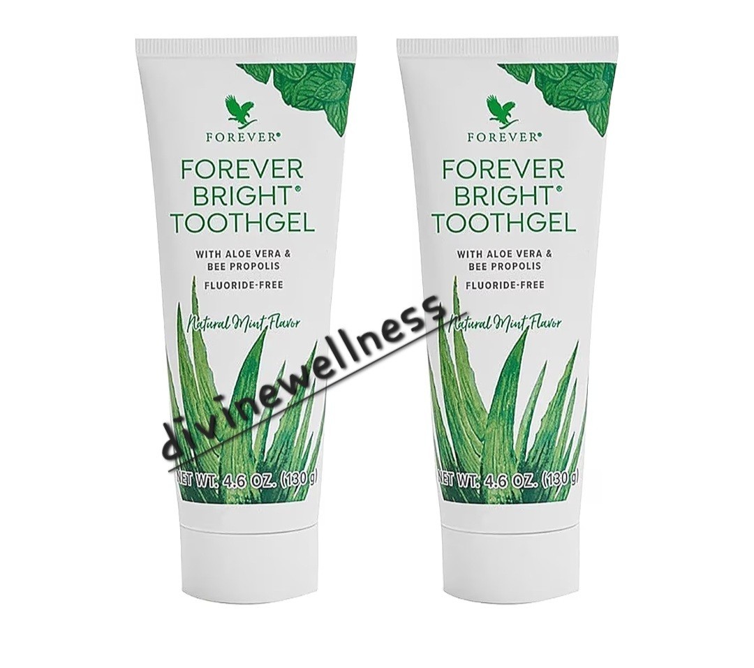 2  Tubes Forever Bright Toothgel With Aloe Vera Mint NO Fluoride 4.6oz Exp 2027