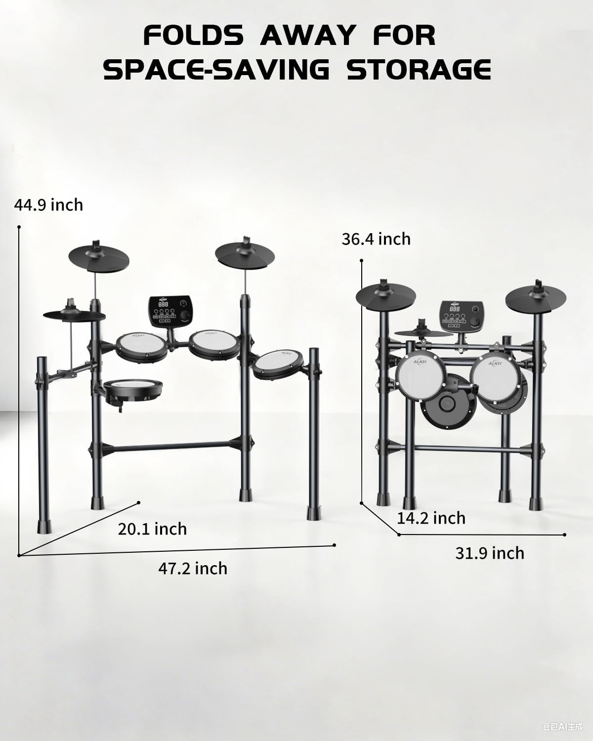 Electronic Drum Set Mesh Pads 5 Drums & 3 Cymbals, USB MIDI, Module, Incl Throne