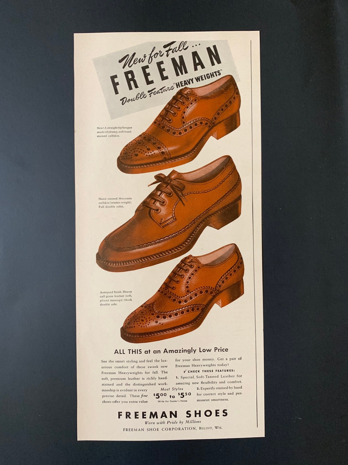 Vintage 1940s Freeman Shoes Ad