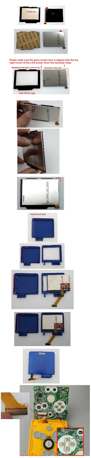 V2 IPS High Backlight Screen LCD Kit Pre-cut Shell White Lens For GBA SP Console