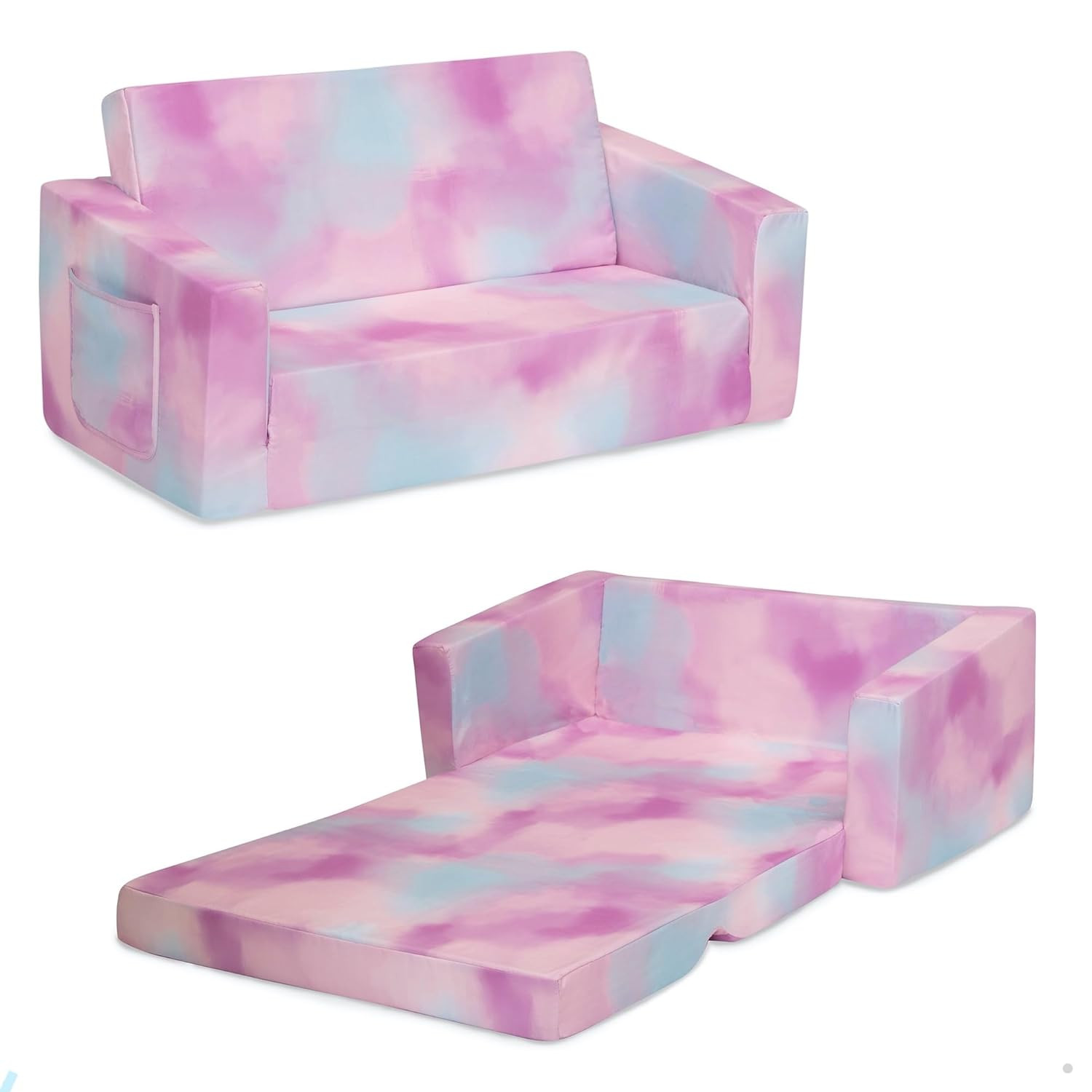 Cozee 2-in-1 Pink Tie Dye Convertible Sofa Lounger for Kids