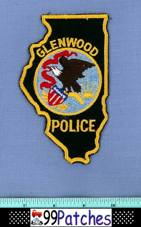 GLENWOOD (Old Vintage) ILLINOIS Police Shoulder Patch STATE SHAPE CHEESECLOTH 2E