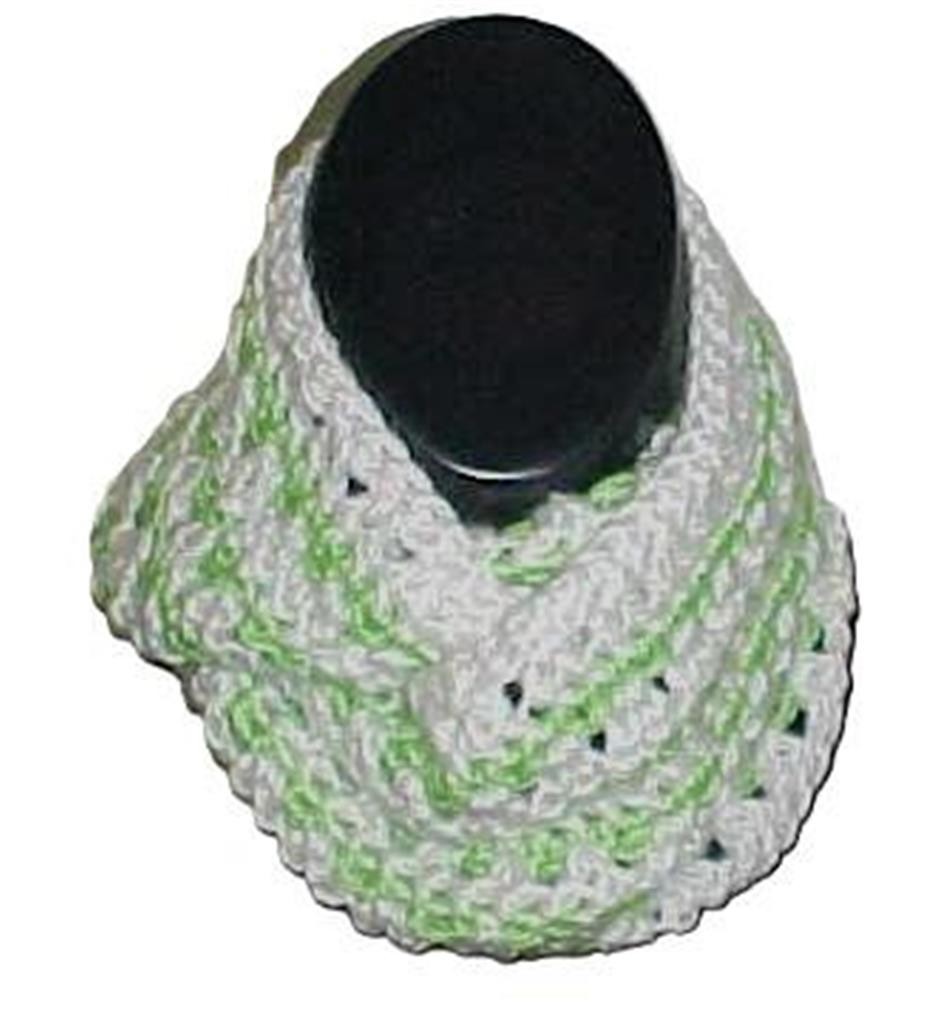 Hand Crochet Green/White Infinity Scarf/Neck Warmer NEW #501