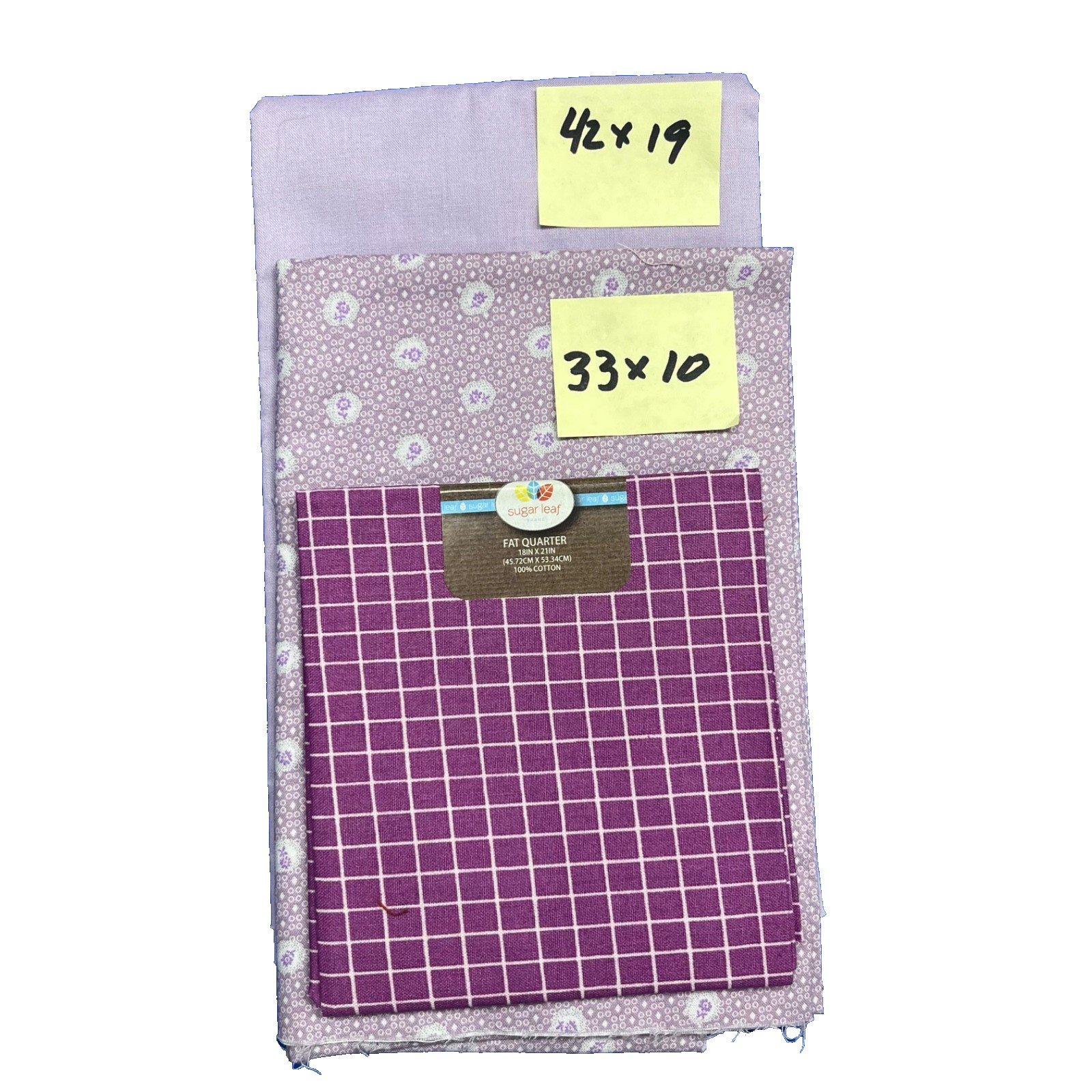 Lot of 3 Fabrics Purple / Lavender See sizes in photos