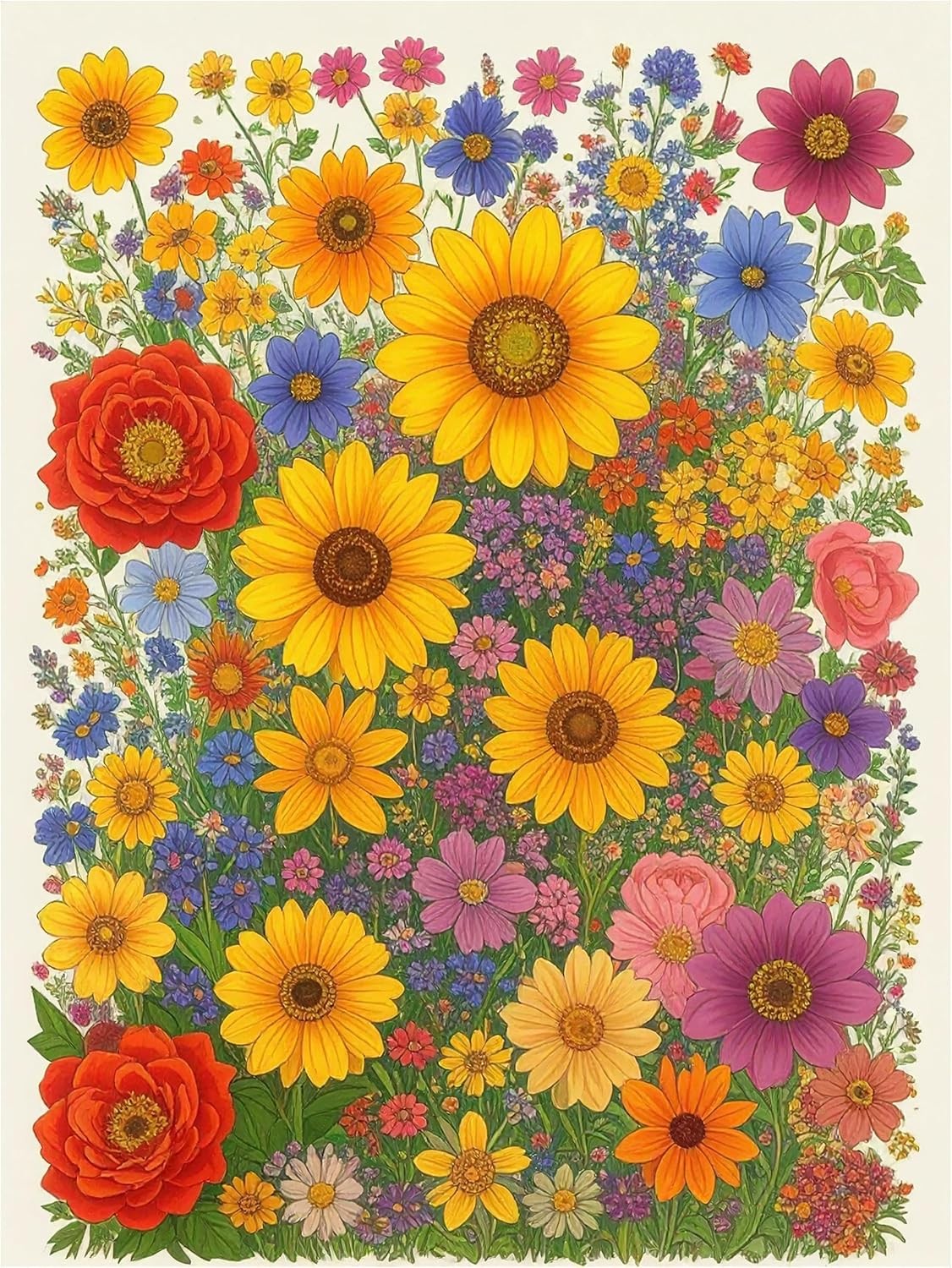 Tile Mural Colorful Flowers Sunflowers Roses Kitchen Bathroom Wall Backsplash
