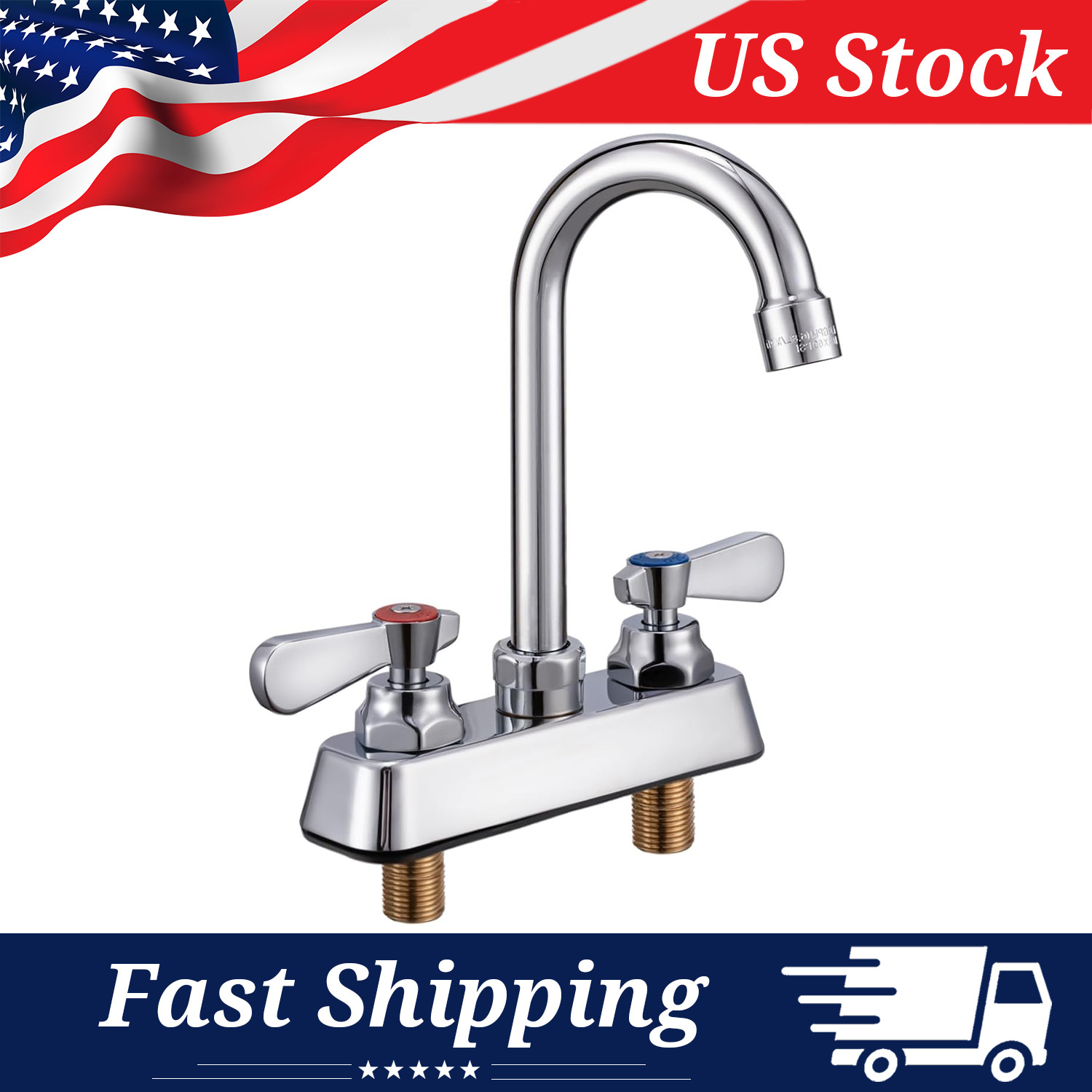 Corrosion Resistant 4" Utility Faucet - Brass Body Stainless Gooseneck Spout