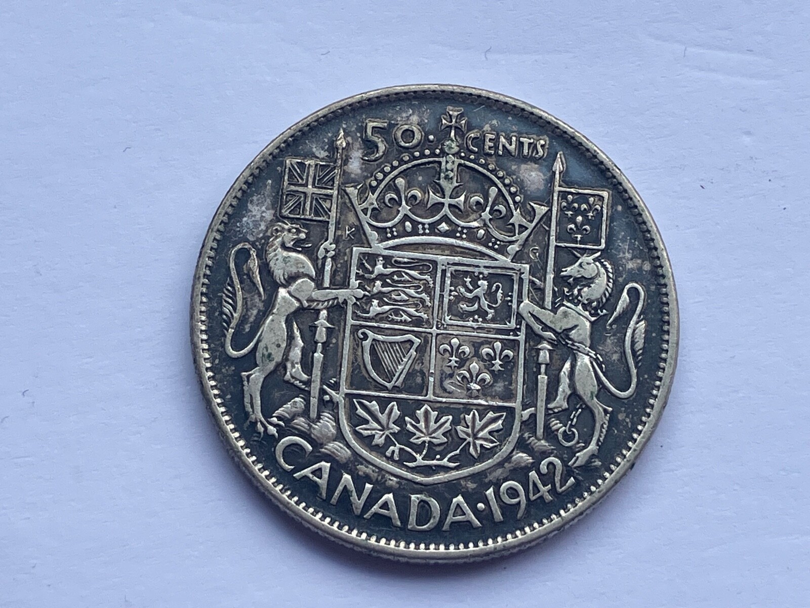 Canada 50 Cents 1942 George VI Silver 800) 11.66 g ⌀ 29.72 mm KM# 36
