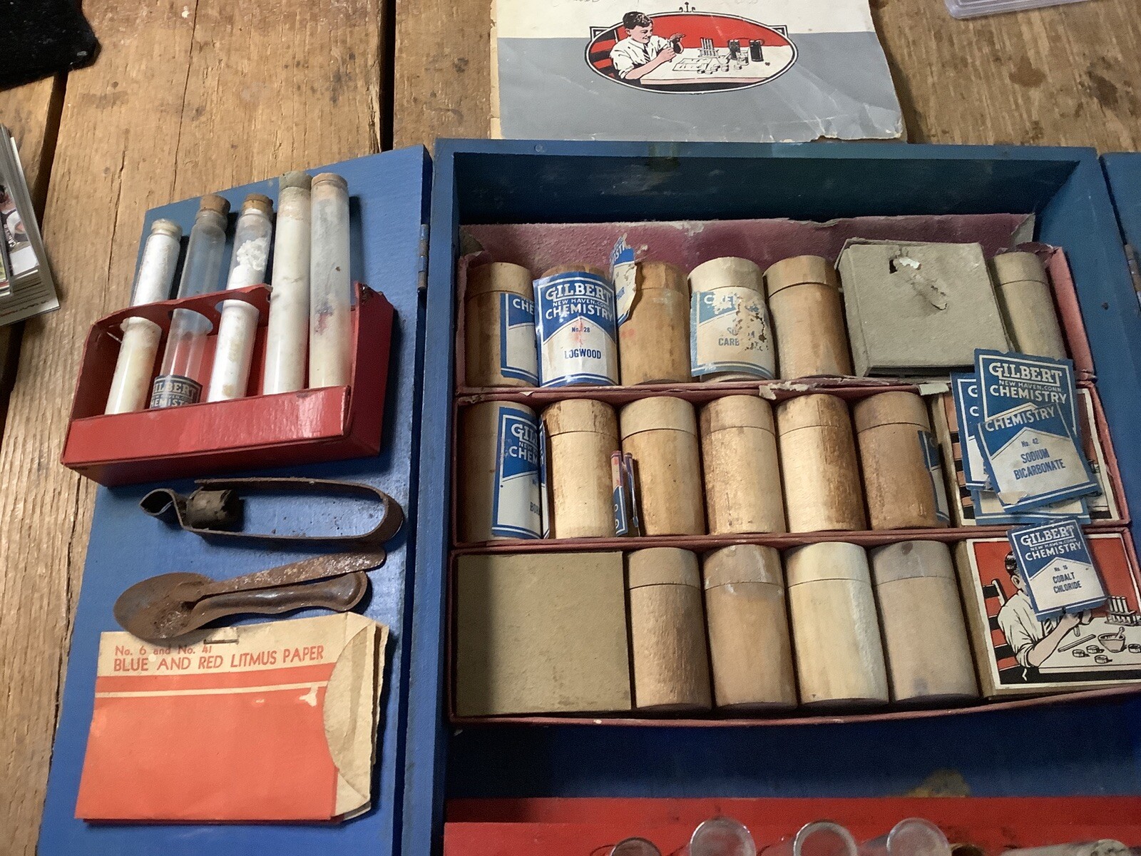 Vintage 1936 Gilbert Chemistry Outfit Wood Storage Case