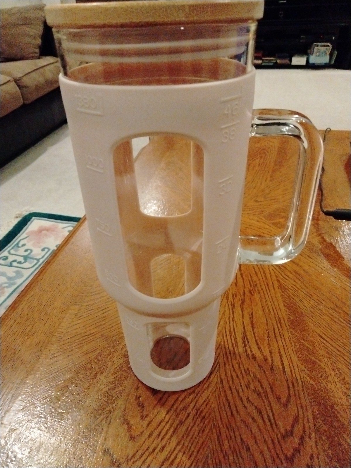 Wide Mouth Glass Water Tumbler 48 oz Amber New