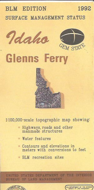 USGS 1:100,000 edition topographic map Glenns Ferry Idaho