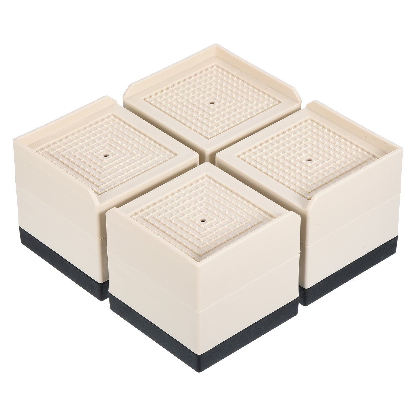 4Pcs Furniture Risers 3" Bed Risers Adjustable Desk Sofa Table Riser Beige