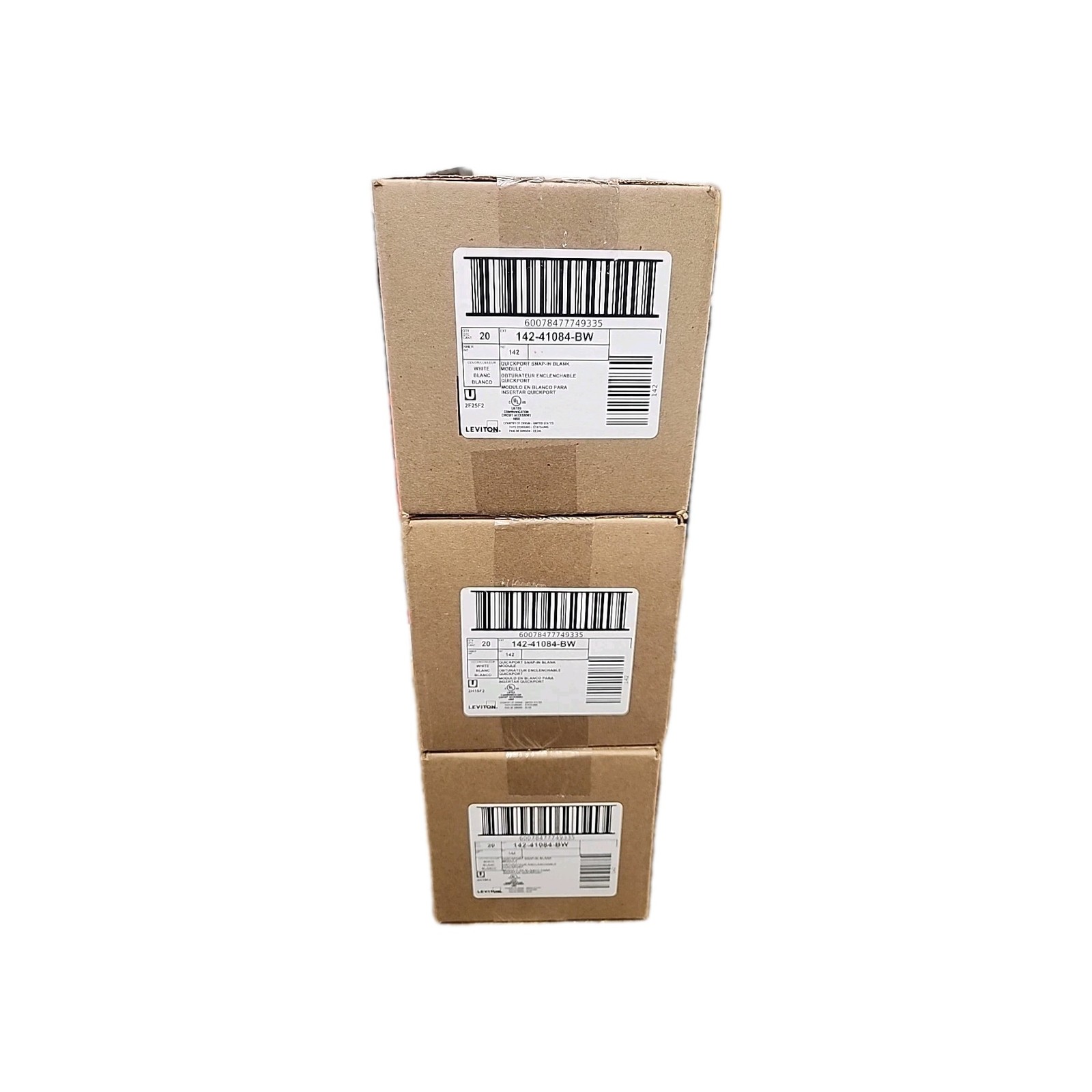 Lot of 3 Leviton 142-41084-BW Quickport Snap-In Blank Module New Full Boxes