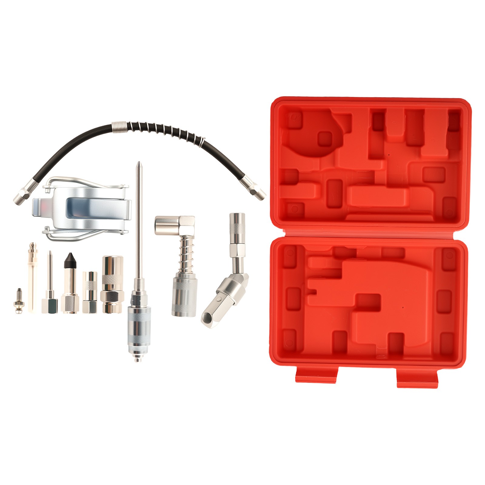 Complete Grease Gun Coupler Set 3000PSI with 9 Adapters and Gun Holder