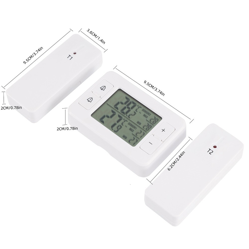 Wireless Thermometer System Featuring Two Remote Sensors for Temperature Alerts