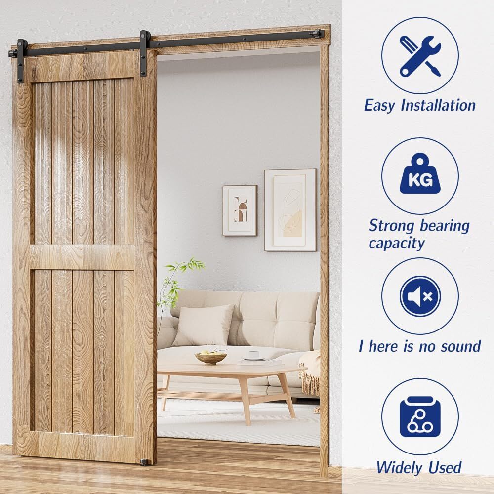 4FT-20FT Modern Sliding Barn Door Hardware Track Kit Single/Double Door,Smoothly